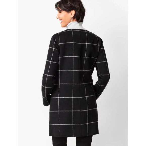 TALBOTS Wool Blend Plaid Windowpane Full Zip Jacket Coat Topper size Large - Picture 3 of 10